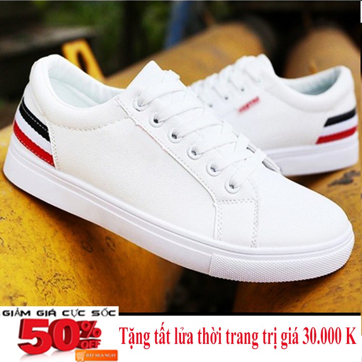 FREESHIP ĐƠN [99K] Giày trắng nam thời trang cao cấp + Tặng tất lửa cổ ngắn | BigBuy360 - bigbuy360.vn