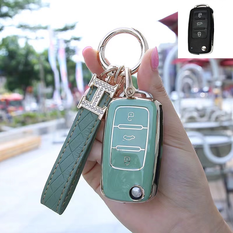 Vỏ Bọc Chìa Khóa Xe Volkswagen VW Polo Golf Passat Tiguan Beetle Caddy T5 Up Eos Skoda Octavia Seat Leon Altea