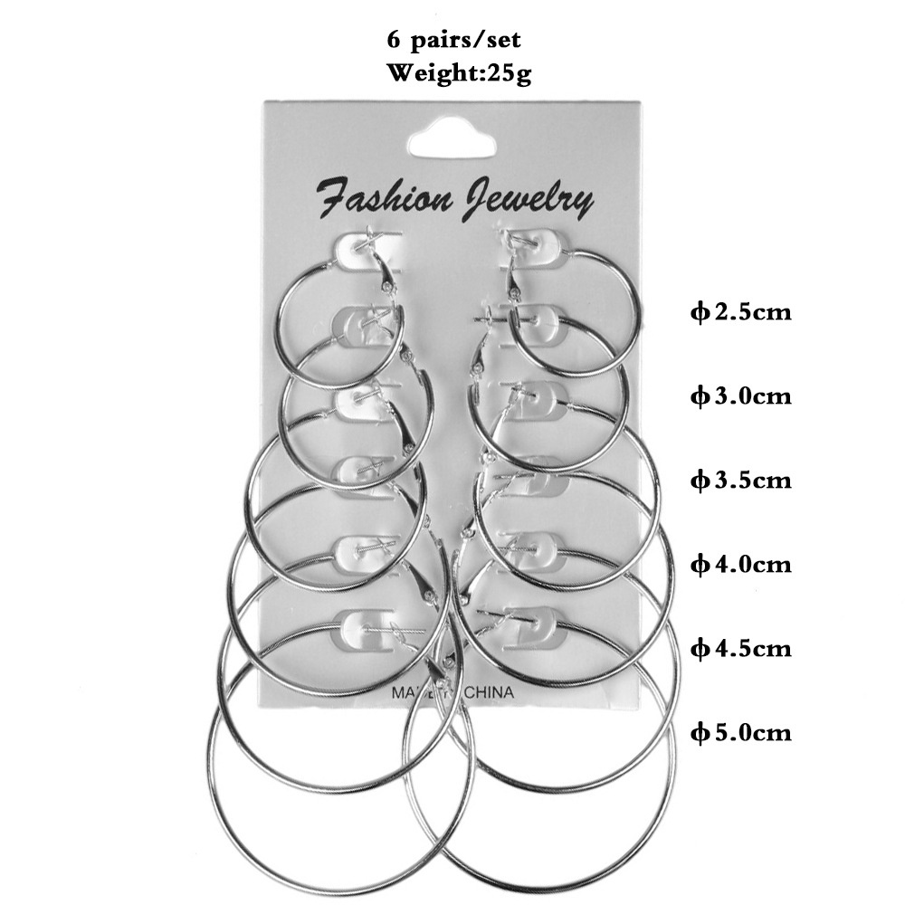 Set 12 / 6 / 1 Đôi Khuyên Tai Tròn Cá Tính Cho Nữ