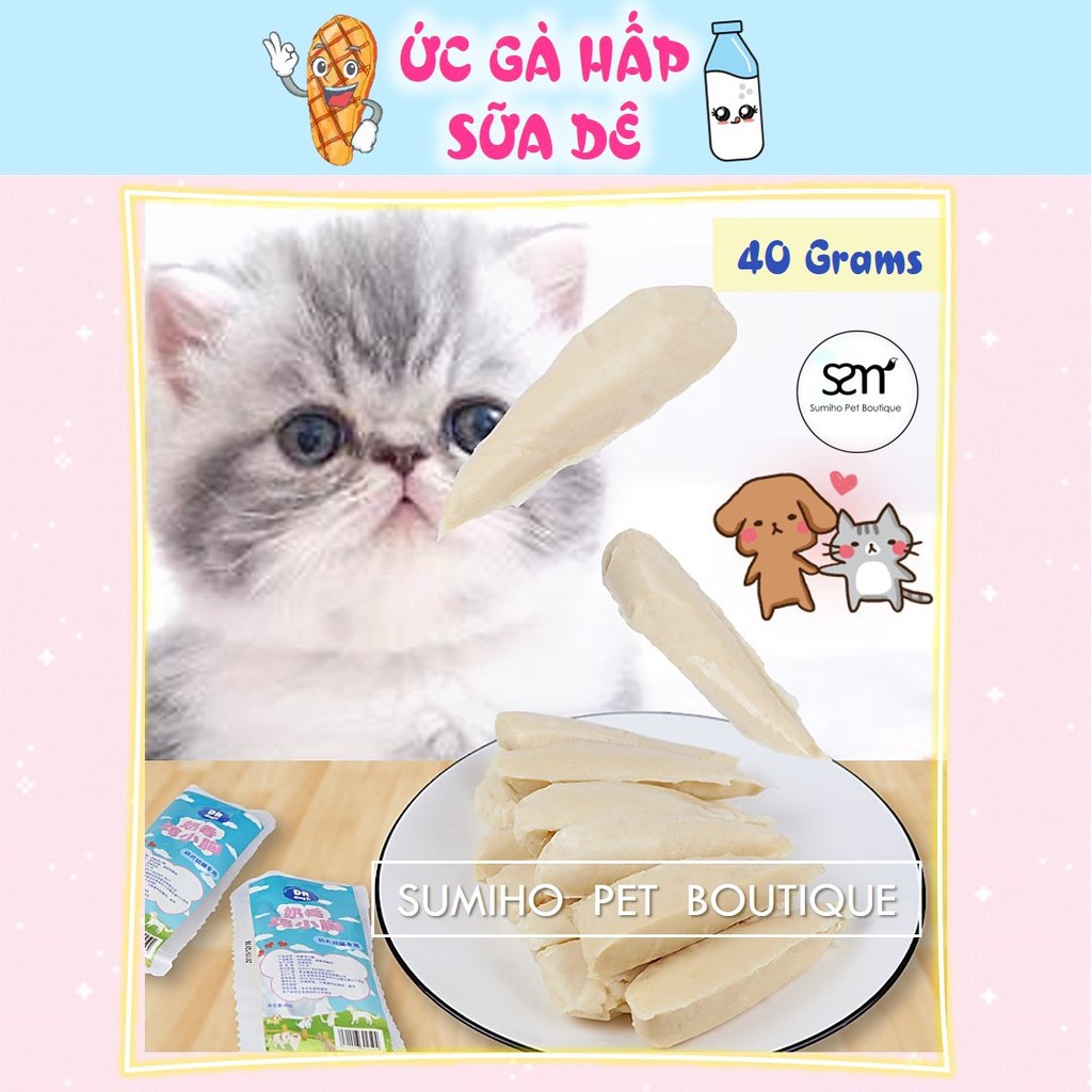 Đồ ăn tiện lợi cho chó mèo (Ức gà hấp sữa dê túi 40gr)