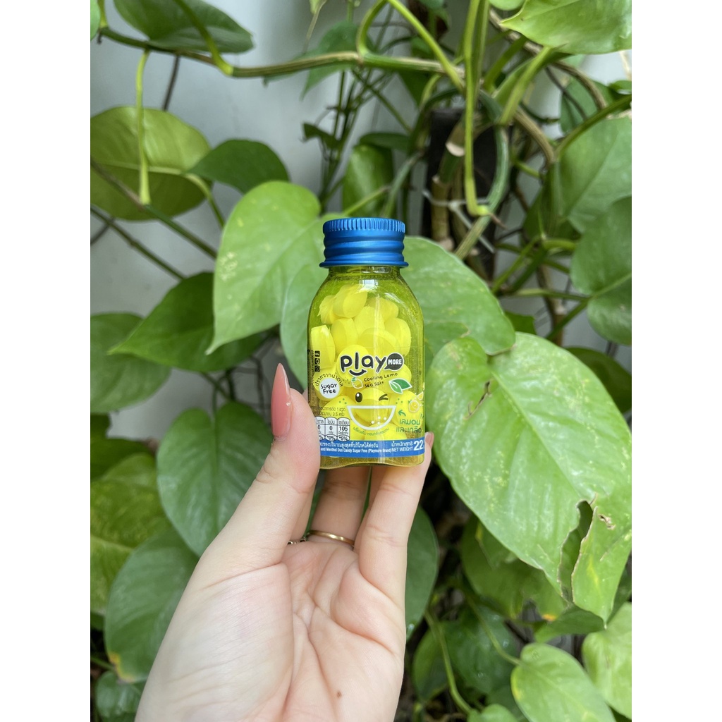 Kẹo The Không Đường Hương Chanh Muối PLAY MORE Cooling Lemon Sea Salt (Lọ 22g vàng lợt)