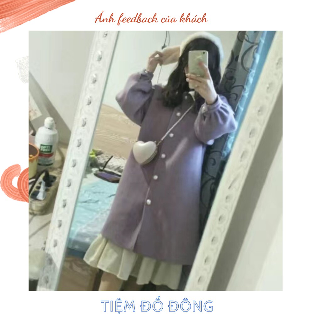 Áo dạ tay bồng phong cách Hàn Quốc