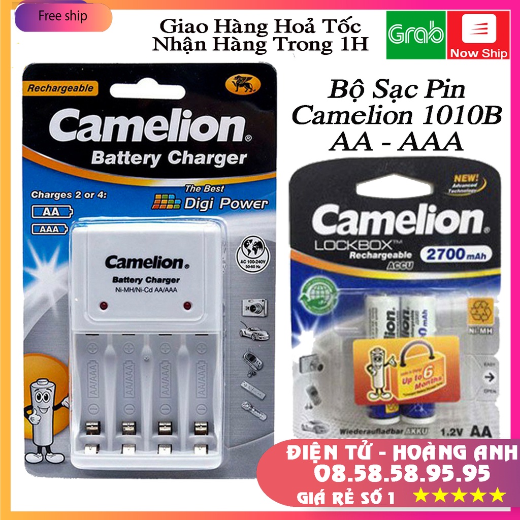 Bộ sạc Pin tiểu Camelion BC-1010B  AA ( 2A ) và AAA ( 3A )  Pin AA Sạc 2700mah  chính hãng.