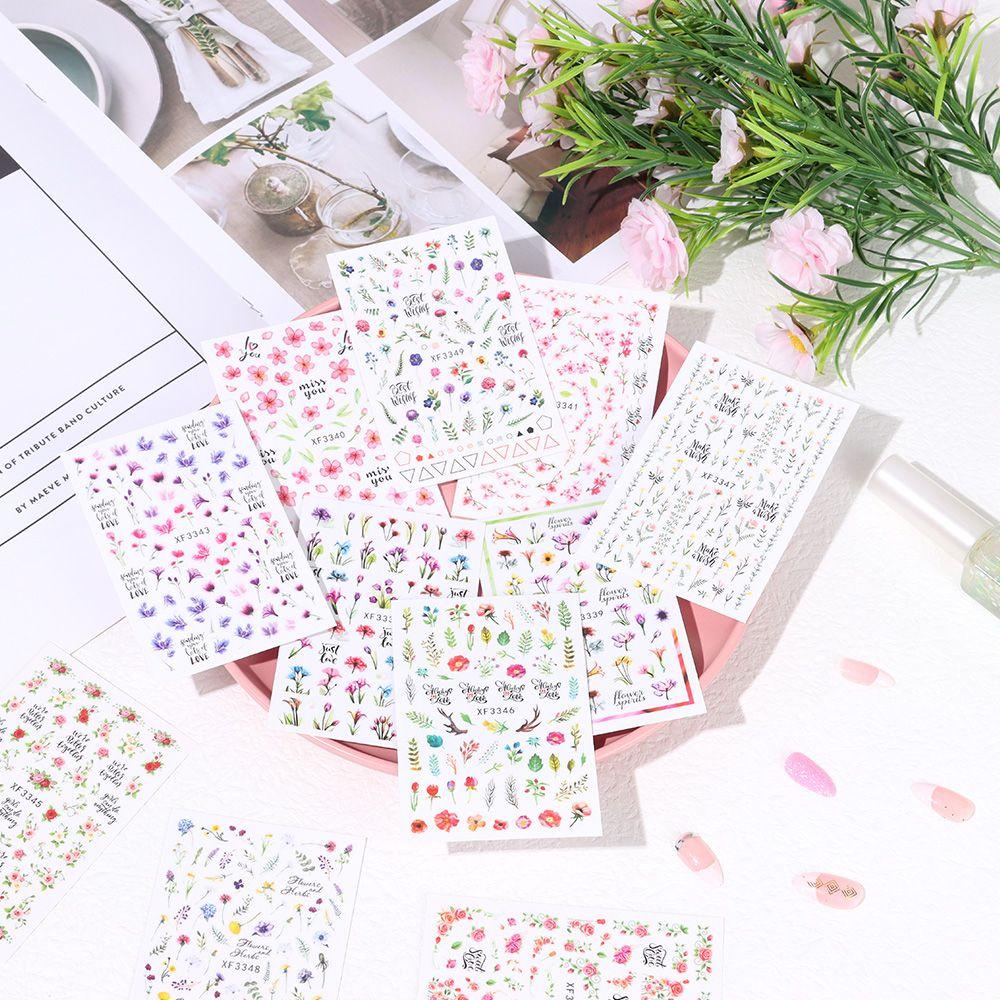 Miếng Dán Móng Tay Hình Hoa Hồng 3D Lấp Lánh Chống Nước