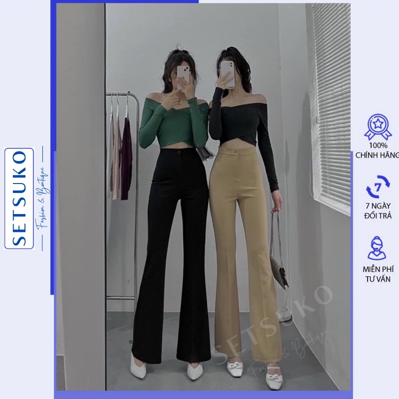 Quần ống loe nữ lưng cao quần tây nữ dài công sở Setsuko QL002