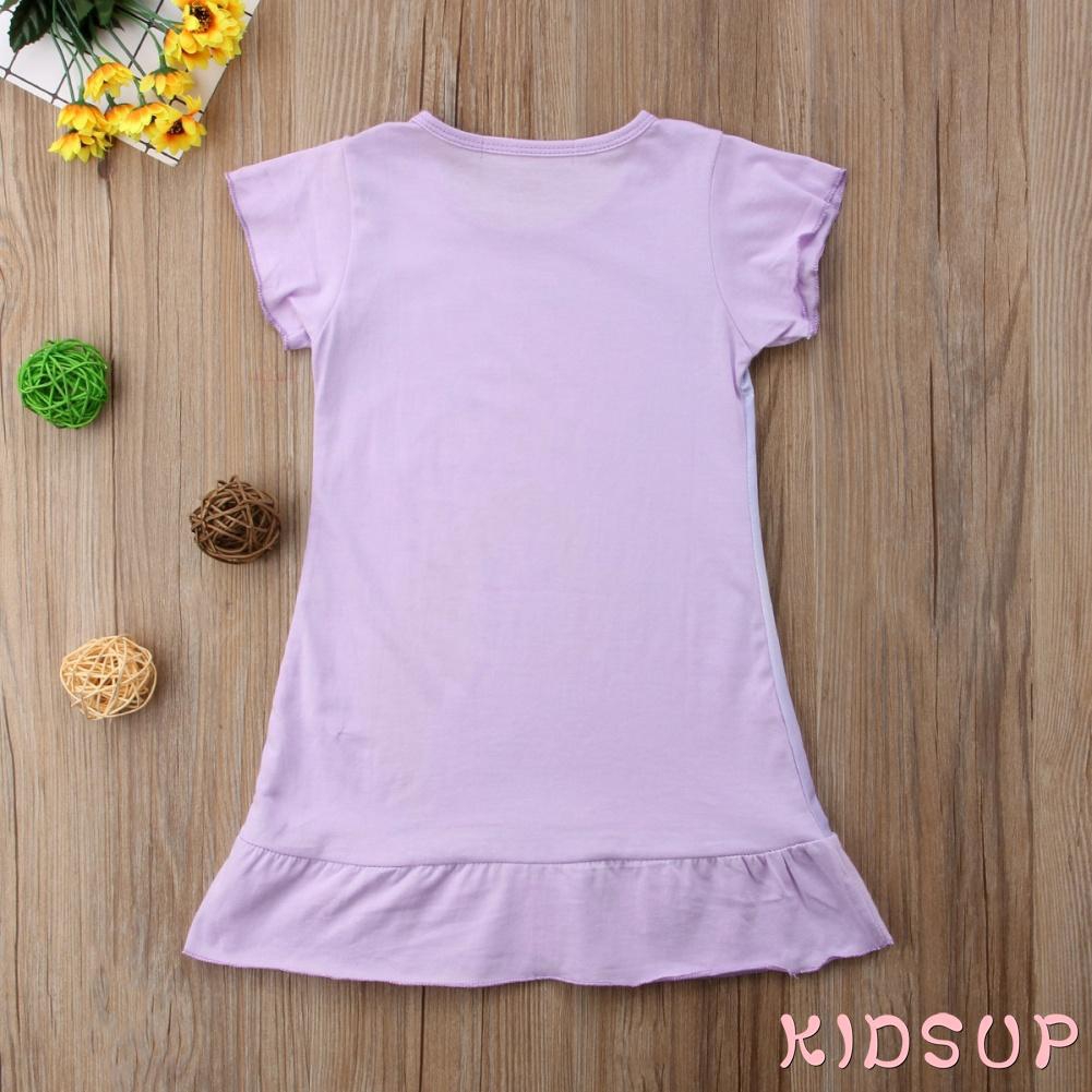 Đầm Cotton Dáng Rộng Hoạ Tiết Hoạt Hình Cho Bé Gái