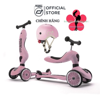 Bộ xe chòi chân, scooter và mũ bảo hiểm trẻ em - Scoot and Ride Highwaykick 1 (Rose)