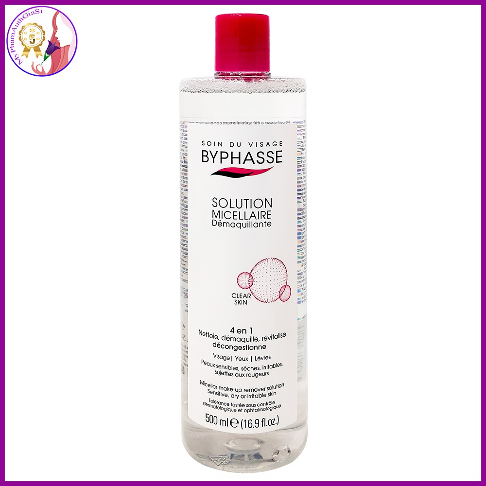 Nước tẩy trang Byphasse Face Make Up Remover dưỡng ẩm và làm sạch da 500ml Tây Ban Nha