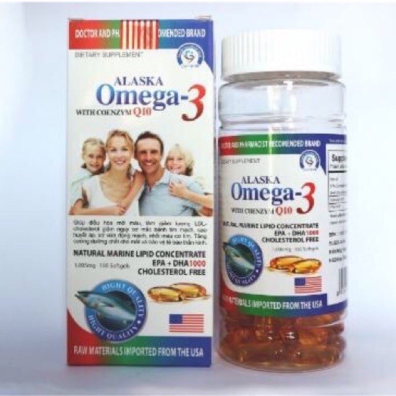 Viên dầu cá Alaska Omega 3 sáng mắt, khỏe tim , bổ não