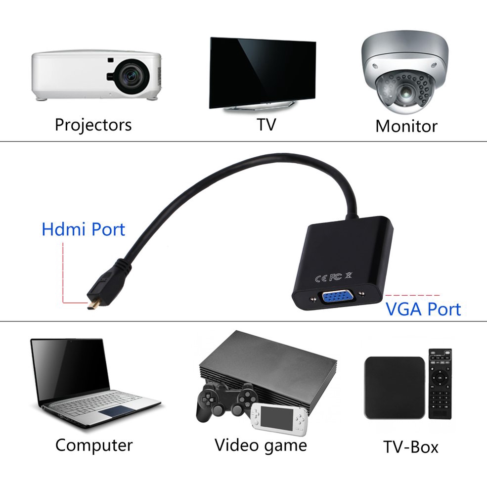 Cáp chuyển đổi cổng Micro HDMI sang VGA chất lượng cao cho máy tính/laptop