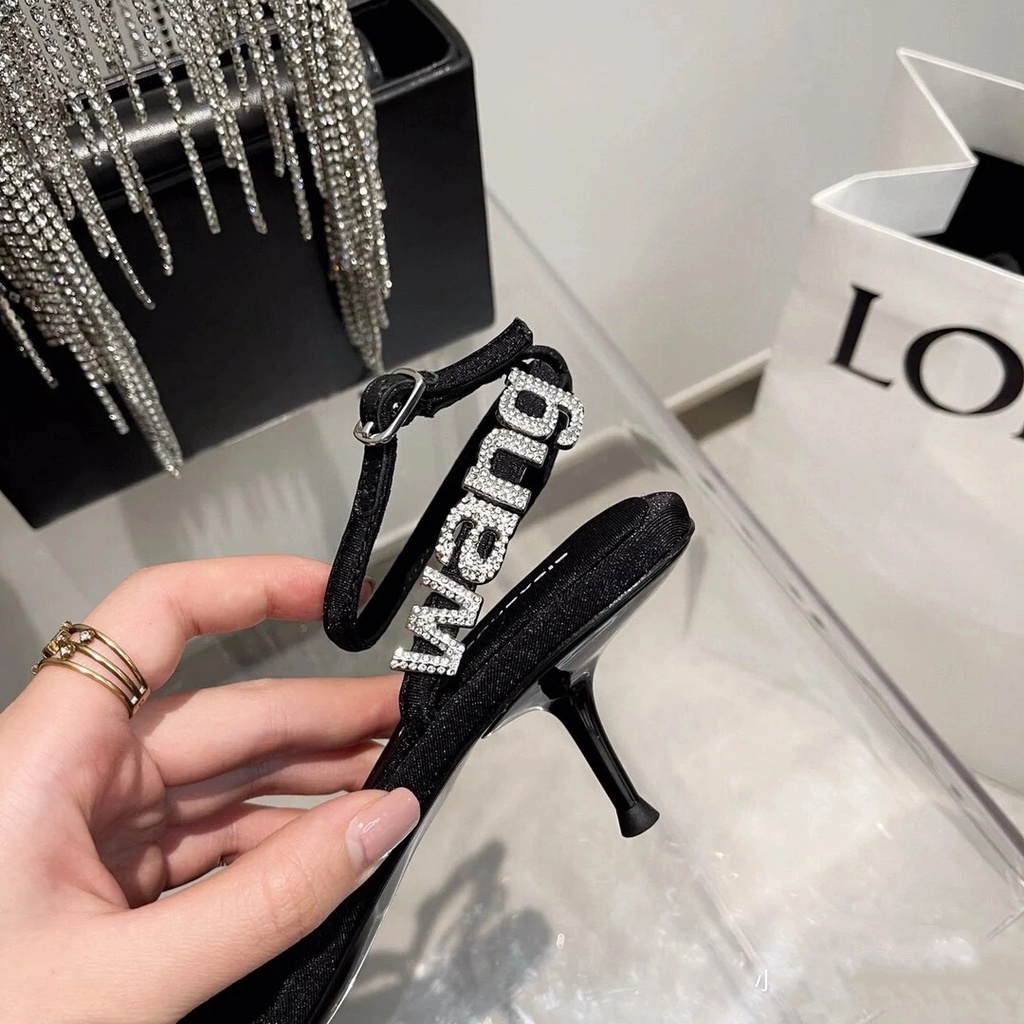 Giày cao gót nữ quai ngang gót cao WANG - US536 kèm ảnh thật