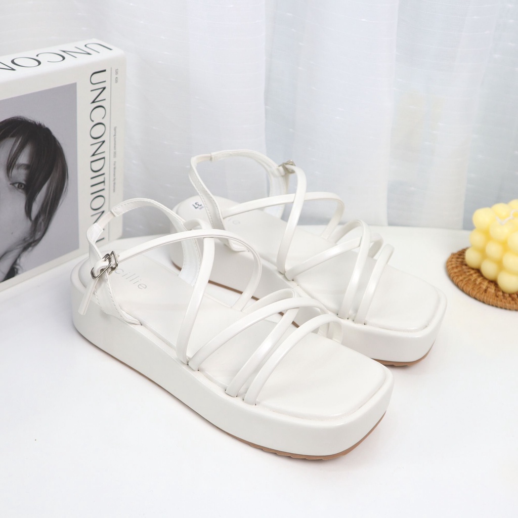 Giày sandal đế bánh mì nữ đế xuồng dây mảnh cao 5p Cillie