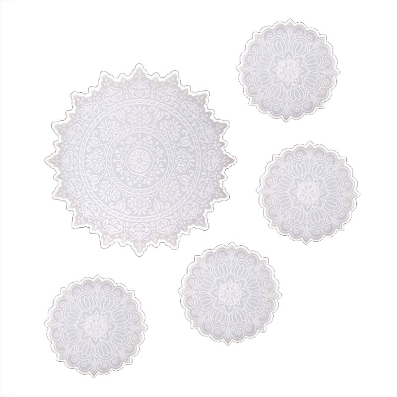 Khuôn Silicon Làm Tấm Lót Ly Nước Chấm Hình Hoa Mandala Sáng Tạo Diy