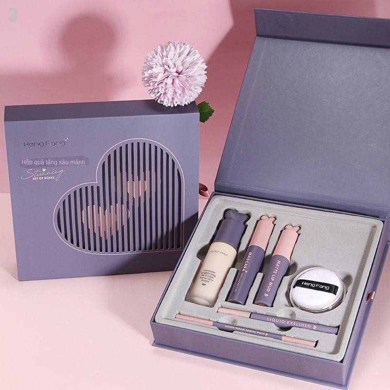 ▲۩✓Hộp quà sáu mảnh trang điểm cho người nổi tiếng nhịp tim BB cream Mascara dạng bột lỏng kẻ mắt chì mày bộ đầy đủ