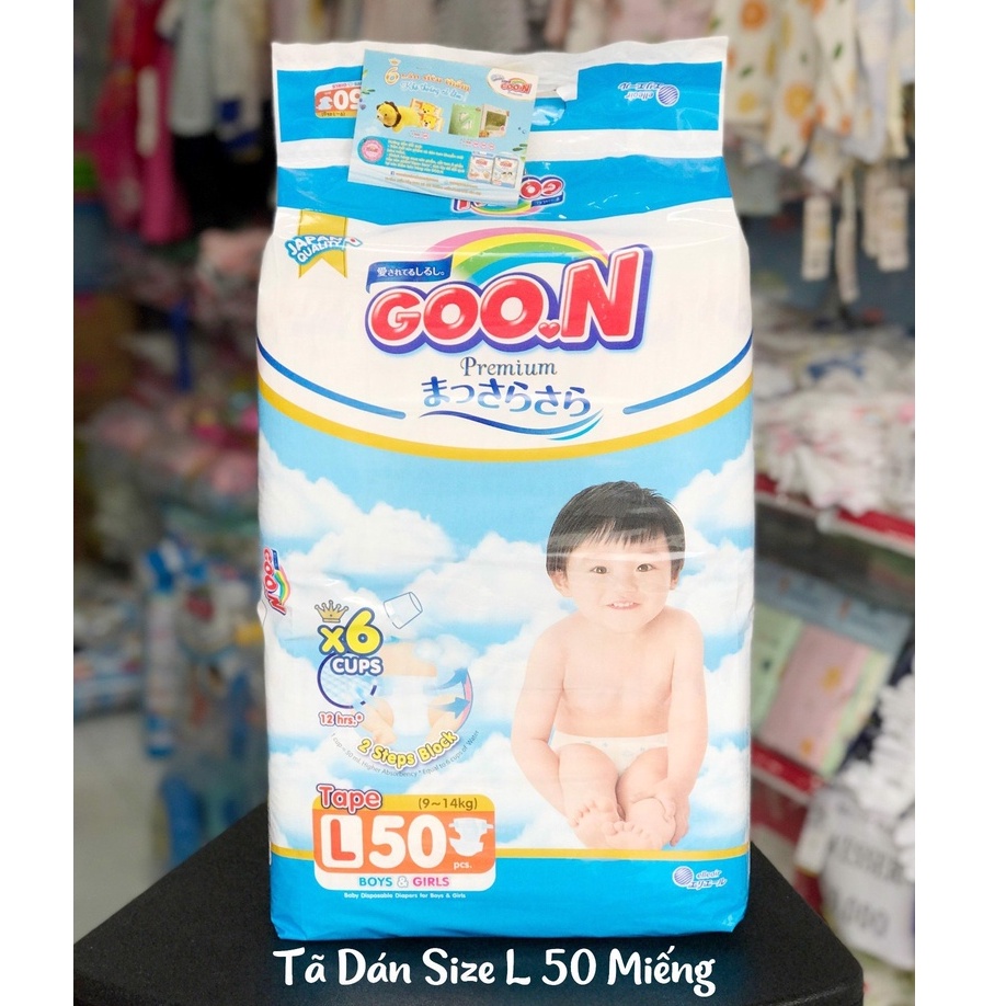 Tã dán Goo.N Premium size L 50 miếng (cho bé 9-14kg)