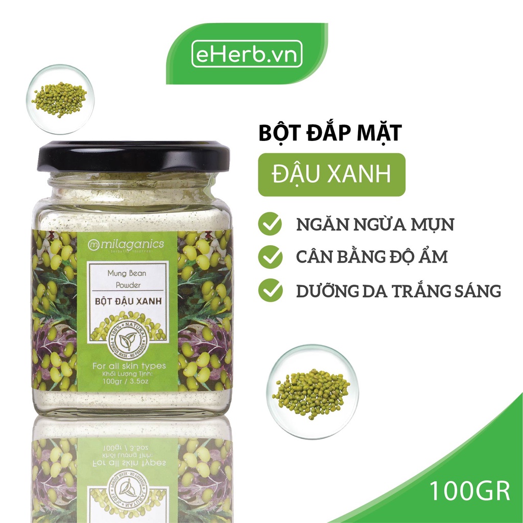 Combo 3 Hũ Bột Ngừa Mụn, Trắng Da: Bột Khoai Tây, Bột Yến Mạch Đậu Đỏ, Bột Đậu Xanh MILAGANICS (100g/ Hũ)