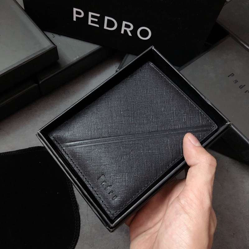 Ví da Nam kiểu đứng màu đen Pedro ( hộp túi tặng kèm)