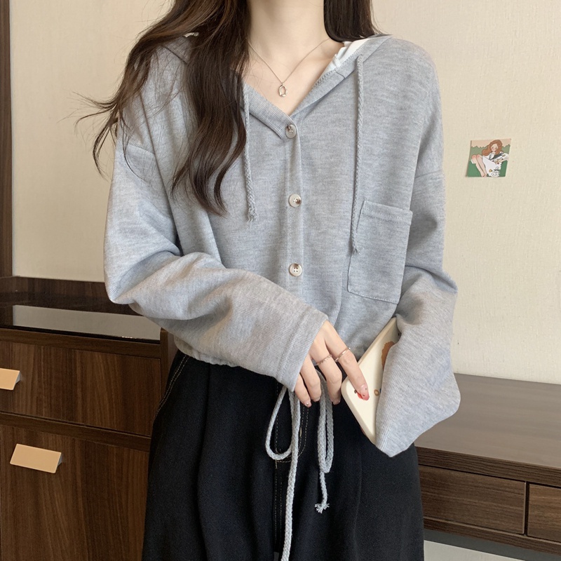 SUXI Áo Hoodie Thể Thao Dáng Rộng Màu Sắc Đơn Giản Cho Nữ