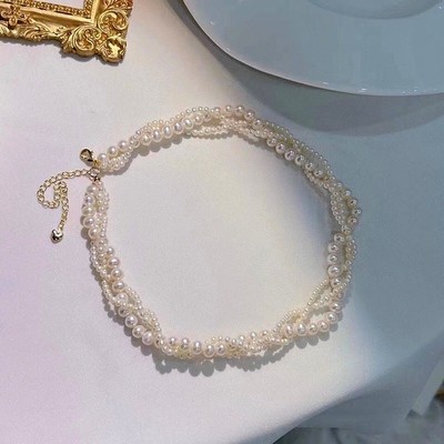Chuỗi Cổ Ngọc Trai Hạt Đan Xoắn 3 Tầng Trẻ Trung - Ngọc Trai Trường Thịnh