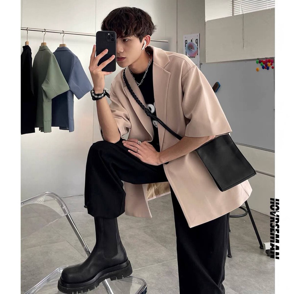 Áo blazer tay lỡ unisex nam nữ MALTRIK, áo vest form rộng, áo khoác blazer tay cộc hè thu phong cách Hàn Quốc