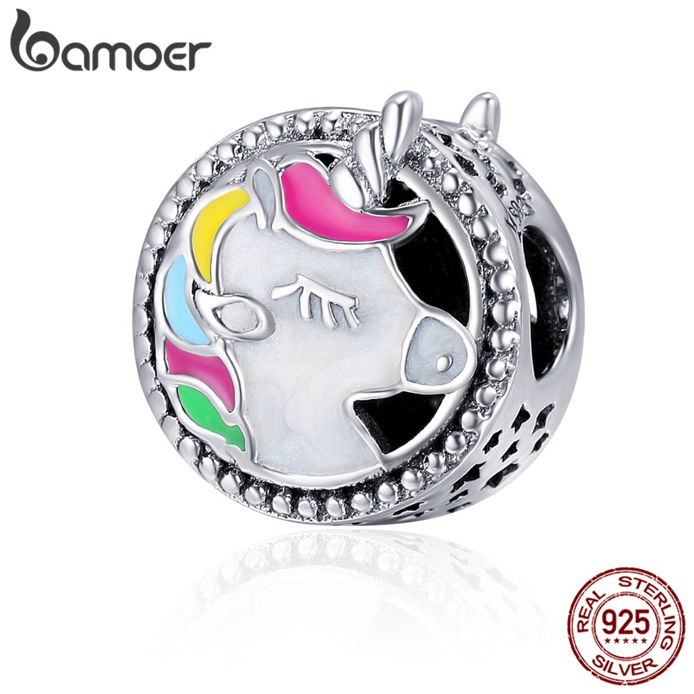 Hạt xỏ vòng tay Bamoer bạc 925 hình kỳ lân dùng làm trang sức thủ công