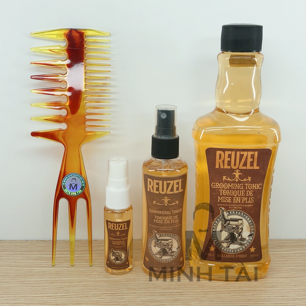 Dưỡng Tóc, Tạo Phồng Chai Đổ REUZEL Grooming Tonic - Hàng Chính Hãng + Lược Chải Tóc Texture