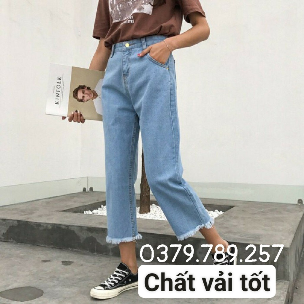 Quần jean ống rộng nữ đơn giản lai cuốn cao cấp CHIWAWAcực chất đủ size S, M, L-NL12308