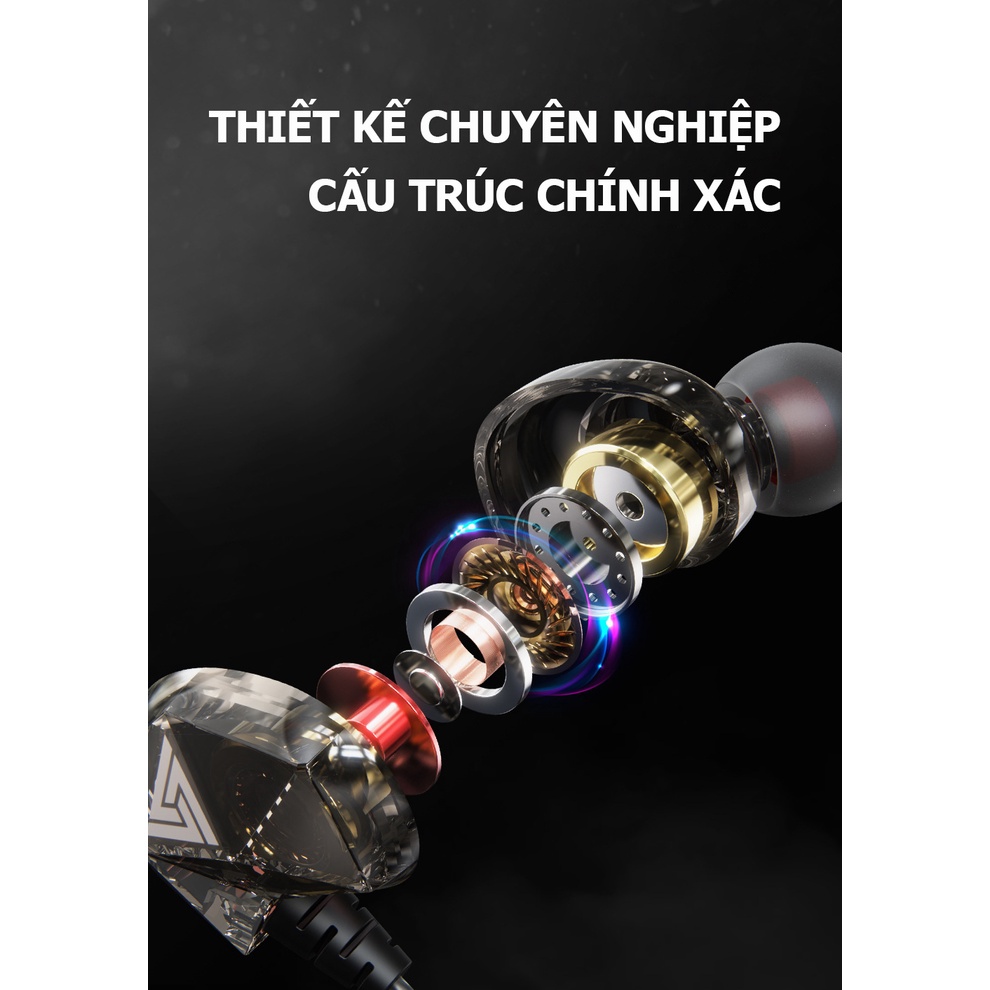 Tai nghe có dây nhét tai gaming chính hãng chống ồn tốt âm thanh HiFi 8D chơi game ngon QKZ- AK2