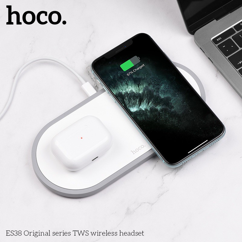 [Mã ELMS5 giảm 7% đơn 300K] Tai nghe đôi Bluetooth True Wireless Hoco ES38 V5.0 Hỗ trợ sạc không dây Kèm case silicon | BigBuy360 - bigbuy360.vn