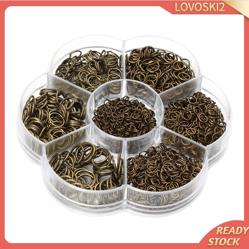 [LOVOSKI2]1 Box Assorted Iron Plated Jump Rings Unsoldered for Jewelry Making Bronze