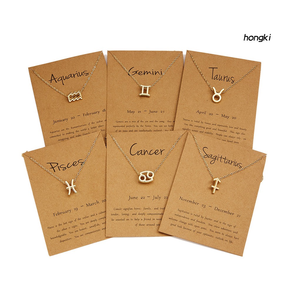 Vòng cổ mạ vàng thiết kế mặt dây hình biểu tượng 12 chòm sao thời trang xinh xắn cho nữ