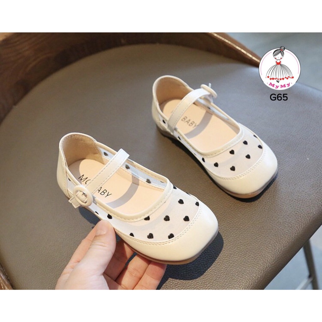 Giày búp bê lưới tim đen
