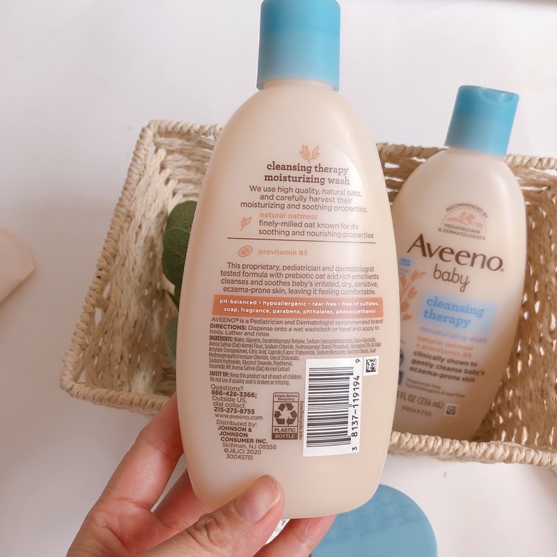 Sữa tắm dưỡng ẩm Chàm cho bé AVEENO BABY 236ml [Mẫu Mới]