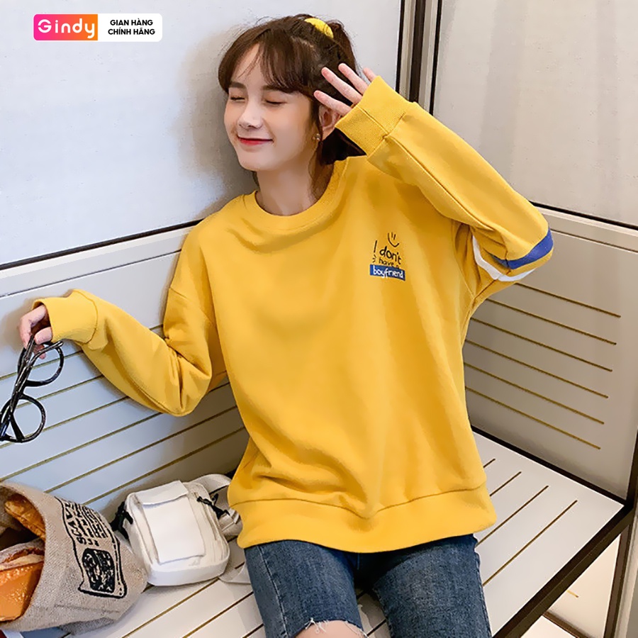 Áo nỉ sweater dài tay GINDY Boyfriend hoodie form rộng dễ phối đồ thời trang thu đông năng động A10107