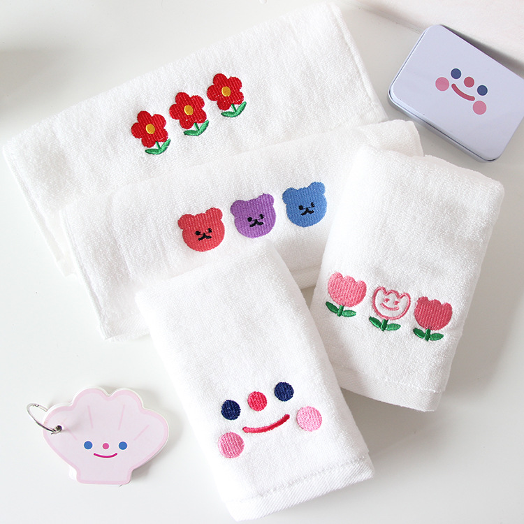 Korean embroidery dry hair towel 100% cotton towel absorbent towel bathroom towel face towel quick drying towel formaldehyde free no fluorescence 0 addition