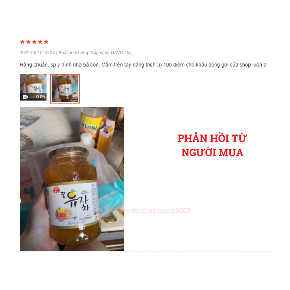 Chanh Mật Ong Hàn Quốc 1kg – Lọ Chanh Đào Vàng Hiệu Quả Tốt Cho Tiêu Hóa, Giảm Cân Nhập Khẩu Hàn Quốc 1Kg