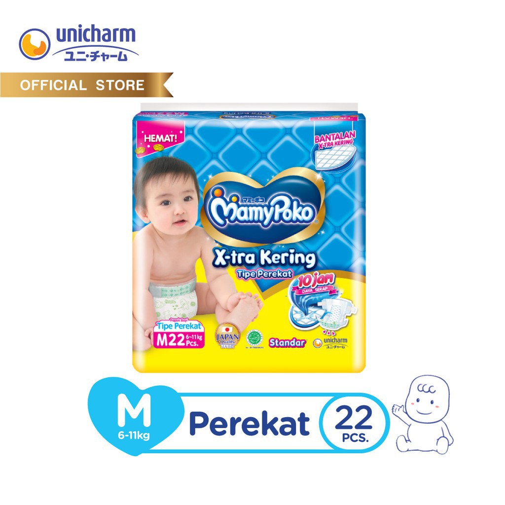 Tã Giấy Dán Tường Khô Nhanh Mamypoko X-tra M 22