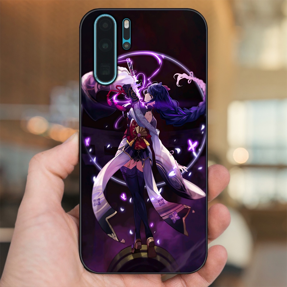 Ốp lưng Huawei P30 Pro viền đen in hình Raiden Shogun Genshin Impact
