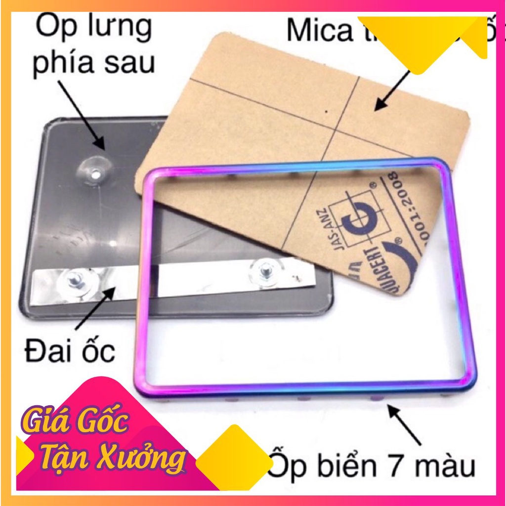 Khung Biển Số Xe Máy  Titan, 7 Màu, Vàng, Inox - ốp biển số xe máy