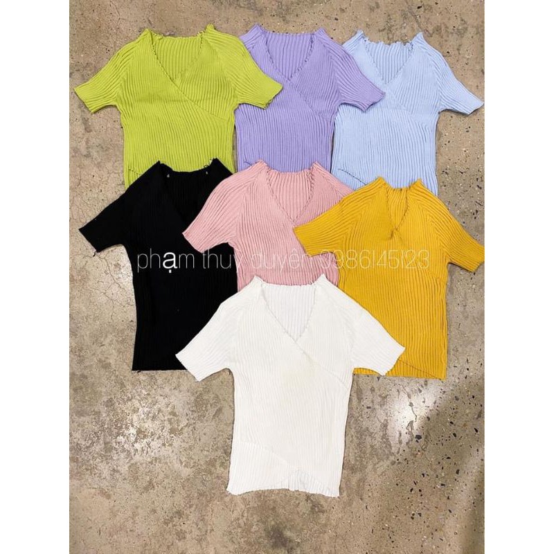 Áo len montogi cộc tay vạt chéo [ Quảng Châu ] [ Ảnh Thật ] | BigBuy360 - bigbuy360.vn