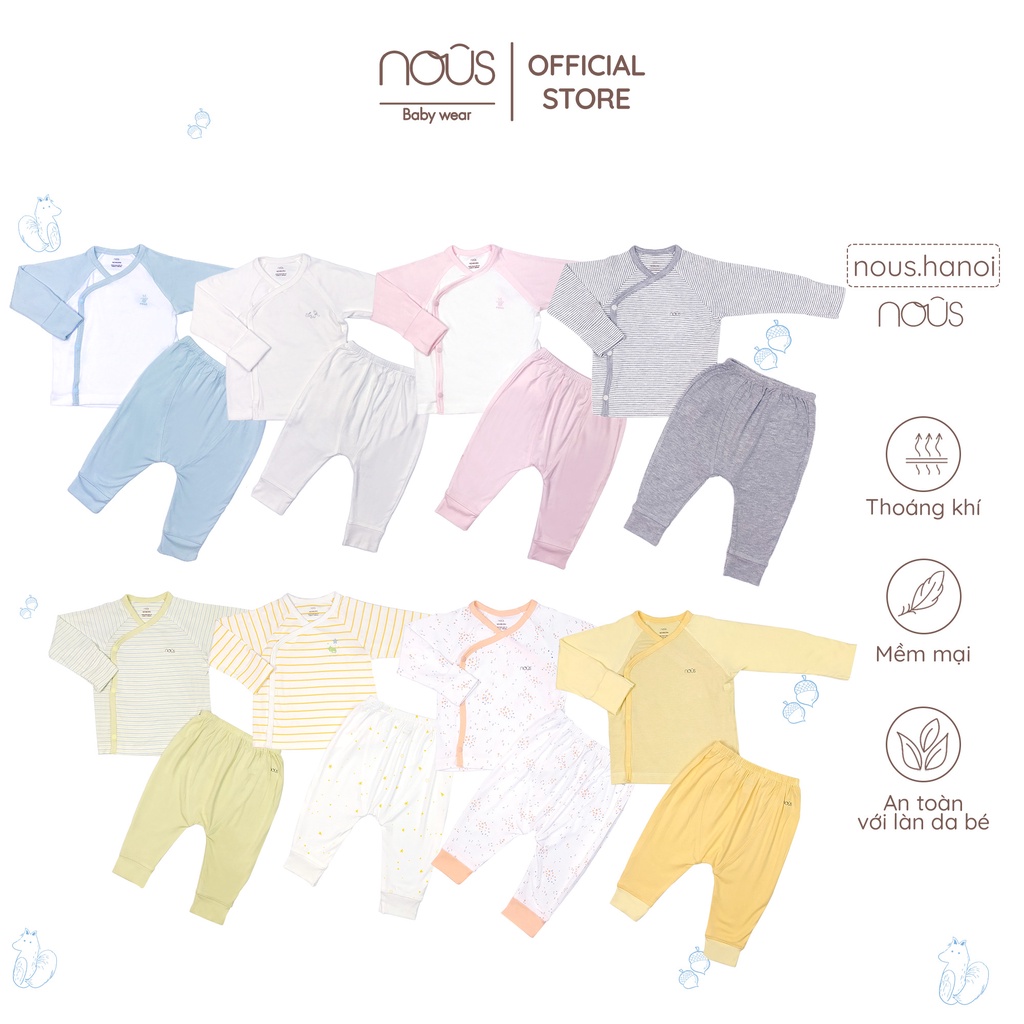 [FULL] Bộ Quần Áo Dài Tay Sơ Sinh Nous Cài Lệch Petit (Size Sơ Sinh Newborn NB)