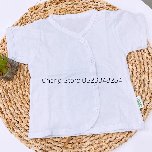 [GIÁ SỐC] Áo Tay Ngắn Cài Xéo Màu Trắng Sơ sinh Vải Cotton