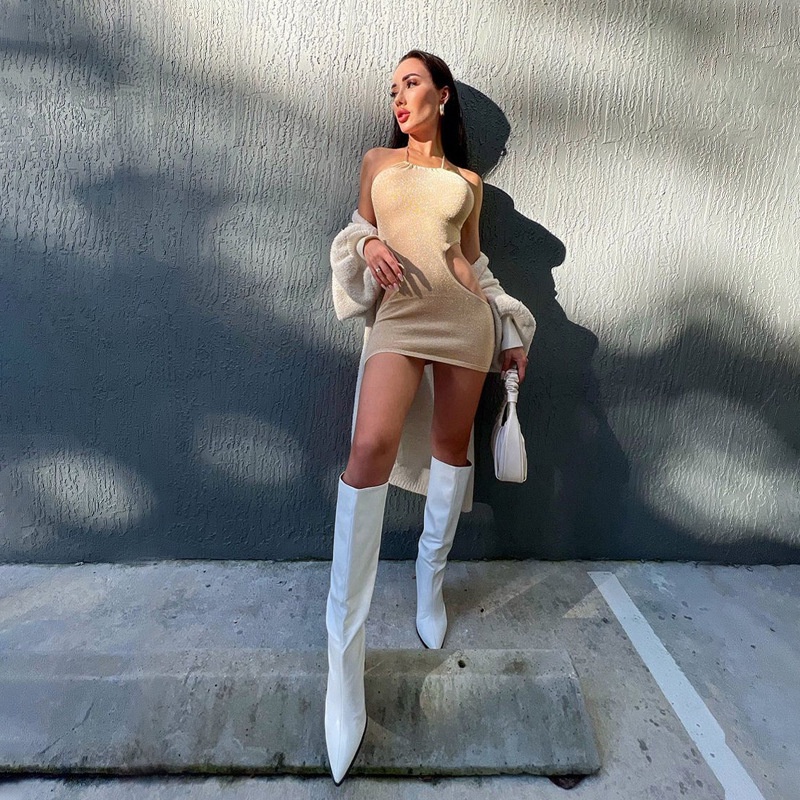 Đầm Mini Ôm Eo Đính Kim Tuyến Lấp Lánh Gợi Cảm Cho Nữ