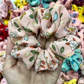 💕Cột tóc vải Scrunchies vải đũi in hoa