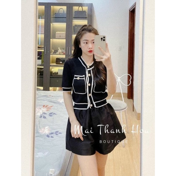 Áo len viền túi ngực hàng QC