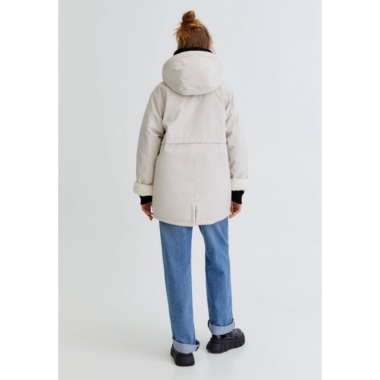 Áo khoác da parka trắng pullbear