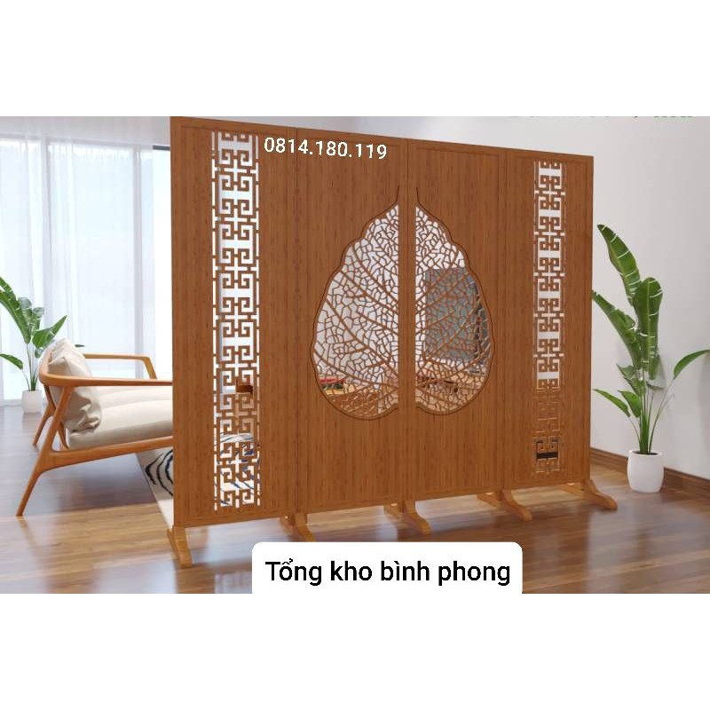 Tấm bình phong vách ngăn gỗ sang trọng chia phòng trang trí cắt CNC