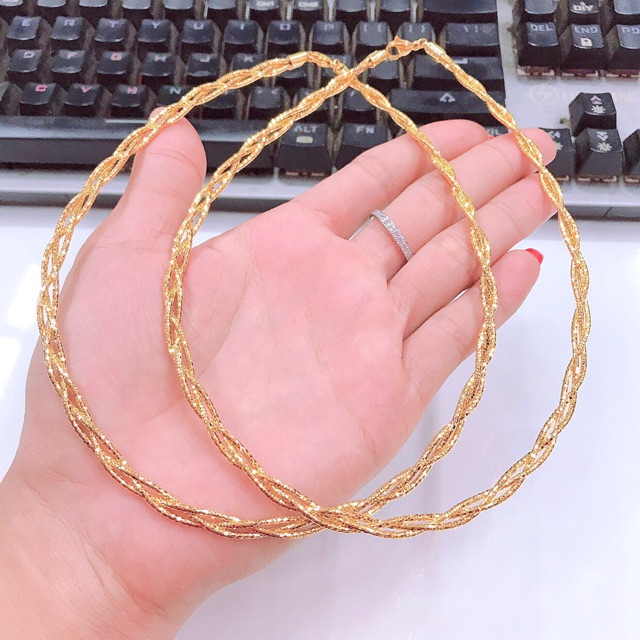 Kiềng cổ dẻo cao cấp dát vàng 18k kiểu 3 bính