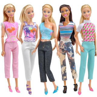 Set 5 búp bê Barbie dễ thương kèm đồ thời trang