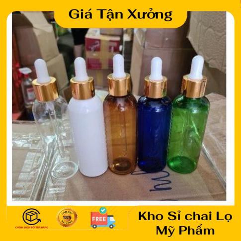 Lọ Chiết Serum ❤ TRÙM SỈ ❤ [30ml,50ml,100ml] Chai nhựa pet đựng tinh dầu bóp giọt Khoen vàng chiết mỹ phẩm .